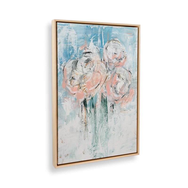 «Abstract Blush Bouquet II» par Ethan Harper, reproduction d'art, Tanné, «Floater», reproduction encadrée sans passe-par