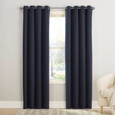 Sun Zero Gramercy Thermal Energy Saving Grommet Curtain Panel Pair In Navy Blue