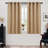 Faux Linen Total Blackout Curtains, Noise Reducing Grommet Panels with Black Backing (Set of 2)-1785563834-1785563837