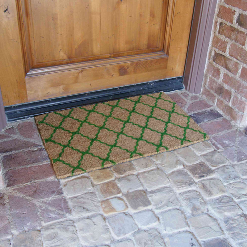 Wendler Non-Slip Geometric Outdoor Doormat, Green