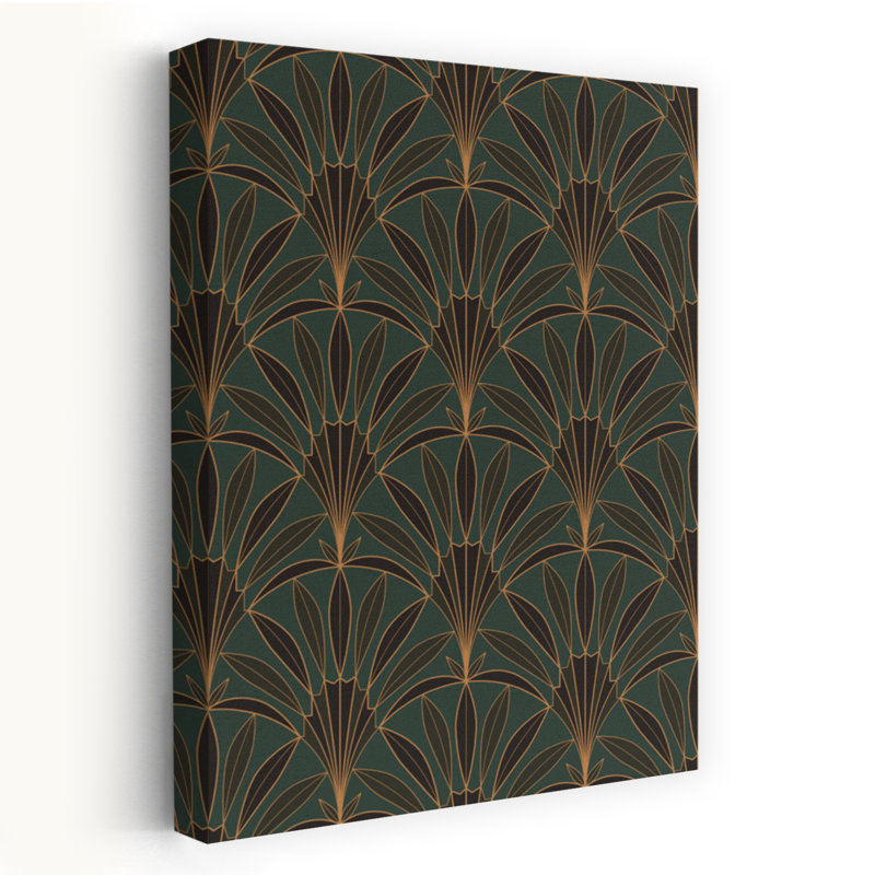 Art contemporain contemporain, forêt de palmiers traditionnels élégants, H 24 po x l 16 po, Vert
