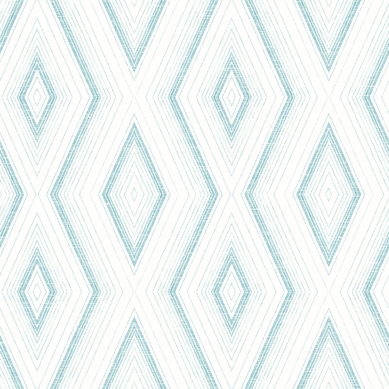 Evita Pre-Pasted Geometric Wallpaper Roll, Turquoise