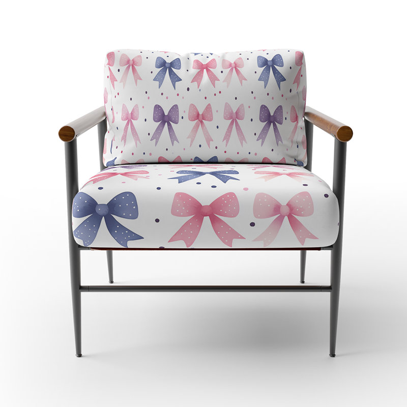 Fauteuil d'appoint French Country - Teens Ribbon Dots, Bras ronds bruns
