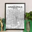 Minneapolis City Map - No Frame Print-1968526698