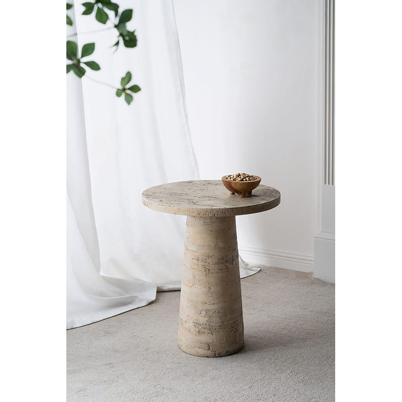Table d'appoint ronde 22 pi x 22 po x 25,5 po avec base piédestal, Crème