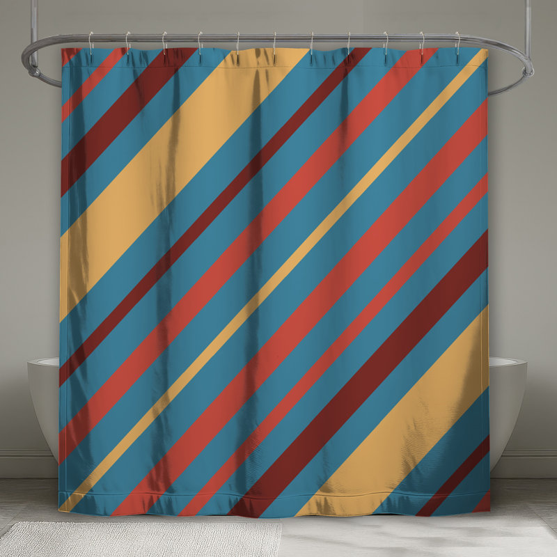 Rideaux de douche diagonaux à rayures très longs, L 70 po x H 72 po