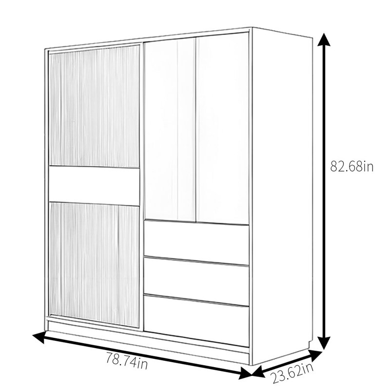 Garde-robe moderne et simple, H 82,68 po x l 78,74 po x P 23,62 po