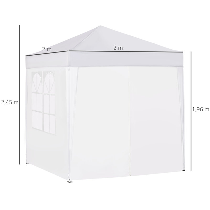 2m x 2m Steel Pop-Up Gazebo, White