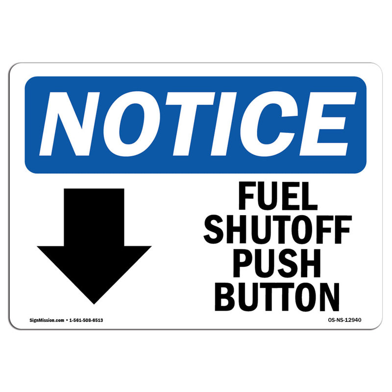Signe de bouton-poussoir d'arrêt de carburant