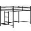 Lit mezzanine simple noir pour - construction en métal, garde-corps, bruit, facile, pas de sommier nécessaire dans la chambre à coucher Junior Plus d'espace de rangement et de caractéristiques