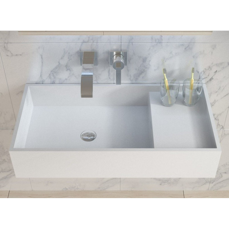 ADM Bathroom 15.7'' Resin Square Bathroom Sink, Matte/White