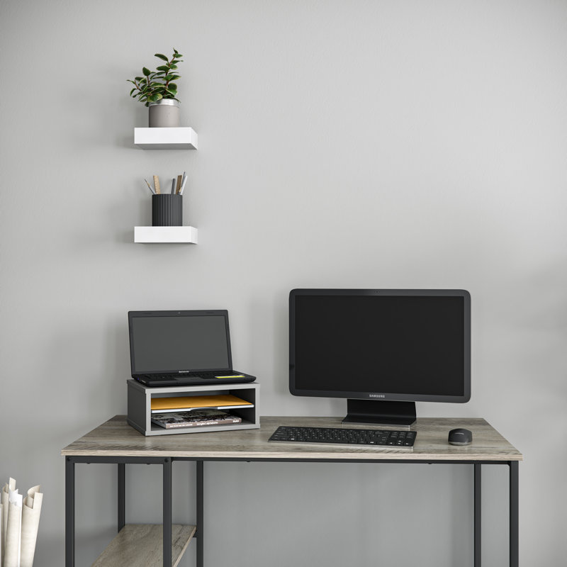 Logan Stackable 2-Tier Paper Organizer and Monitor Stand, Grey