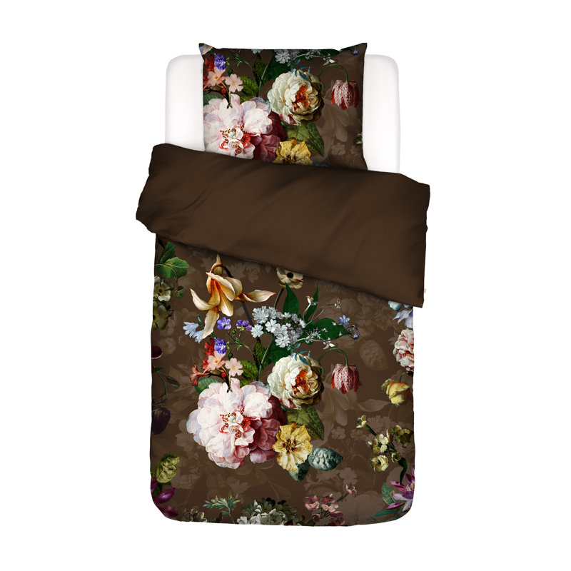 205 TC Reversible Duvet Cover Set, 155 x 220cm Duvet Cover + 1 Pillowcase, Brown