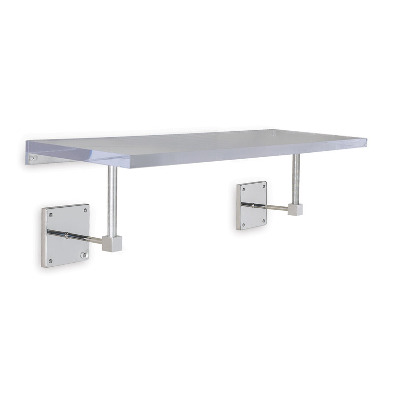 Billy Lucite Shelf/ Age 36"W, Nickel/Clear