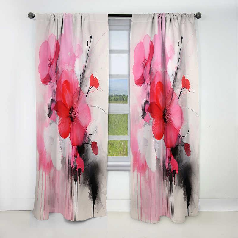 Rideau occultant à motif floral fuchsia Gilligan - 1 panneau, L 52 po x L 95 po