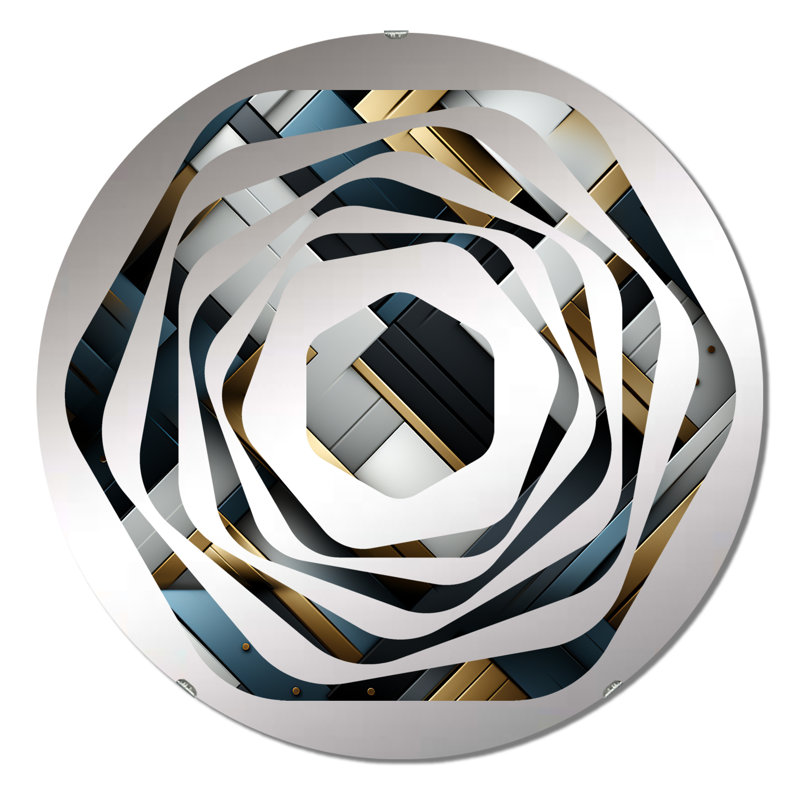 Dimensions de la mosaïque en marbre noir et doré - miroir décoratif Amorphe, 23,6 po x 23,6 po