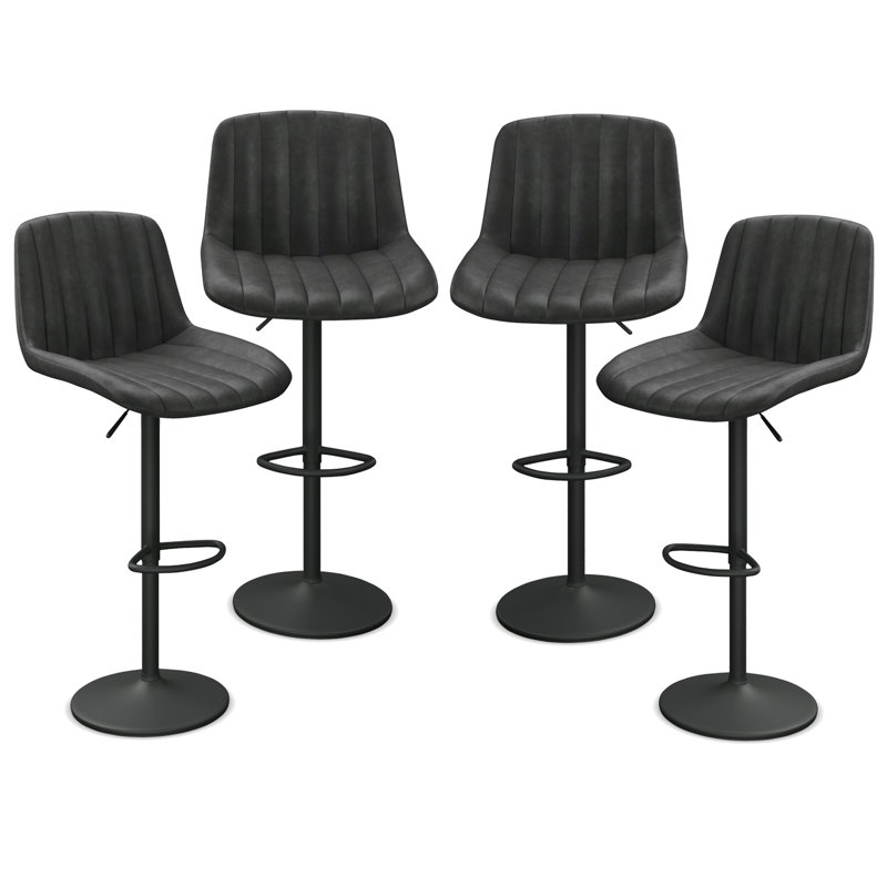 Adjustable Height Counter Stool with Metal Frame, Black