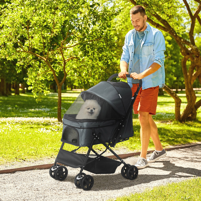 Swanley Foldable Pet Stroller, Black