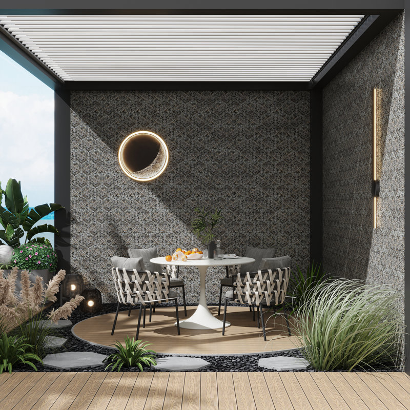 Amalfi 9x8 in. Black with Amber Pearl flecks Glossy Shell, Terrazzo Hexagon Wall and Floor Tile (1.8 sq ft/case, 5-Pack)