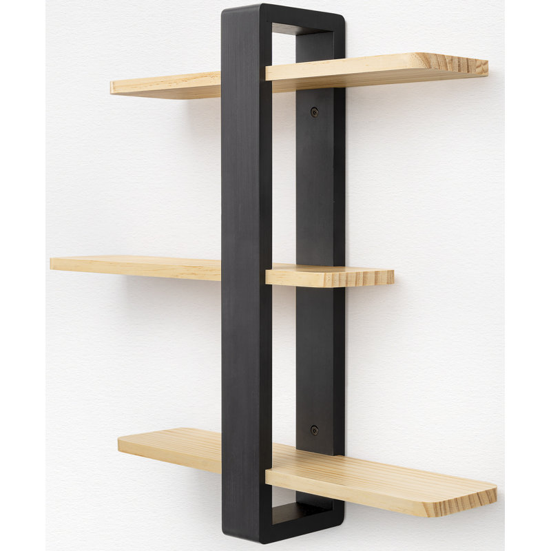 Floating Shelf, Black/Natural Wood
