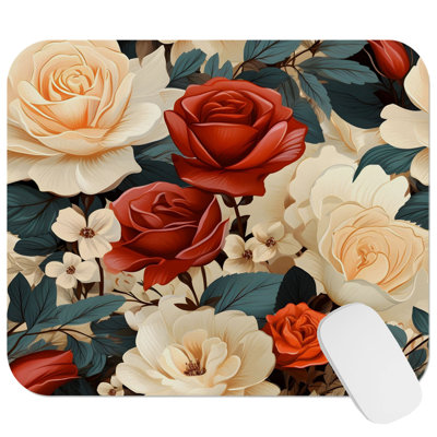 Floral Rose Flowers XIV Gaming Cute Office Laptop Desk Pad Gift Mat Square Rectangle Non-Slip Mousepad