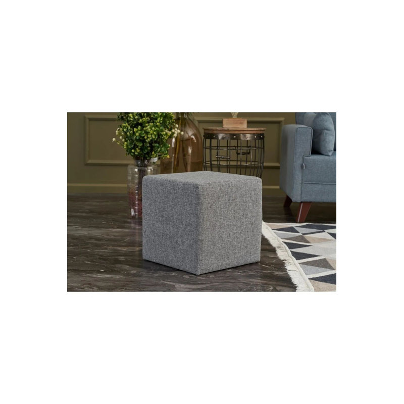 Repose-pieds carré large de 15,7 po Fariba, Mélange de polyester gris