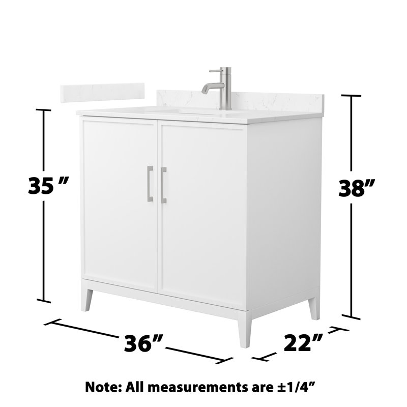 Elan 36'' W Vanity, Brushed Nickel, White, Carrara Cultured Marble