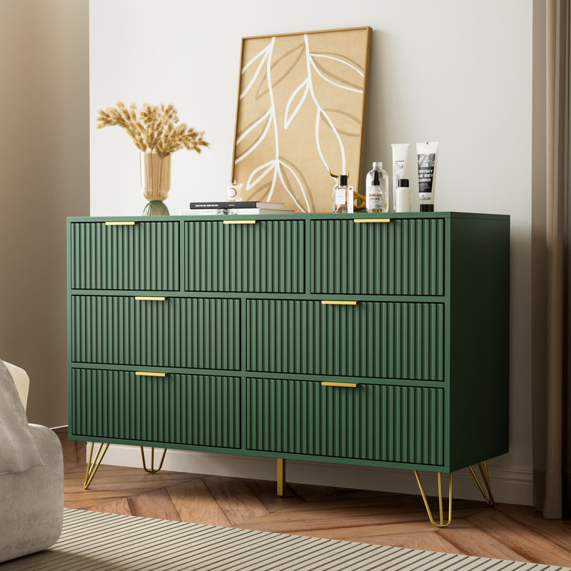 Commode 7 tiroirs Vilinda, Vert