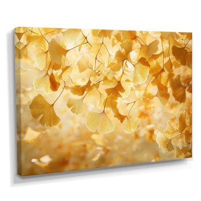 Iokua Golden Ginkgo Leaves Harmony I - feuilles, art mural