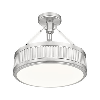 Neriah 15 inch Satin Nickel 1 Light Semi Flush Mount