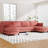 Red 6 Seater Fabric U-Shaped Couch With Movable , High - Quality Hardware And Side Pocket Breathable Material Arm Space-772362852