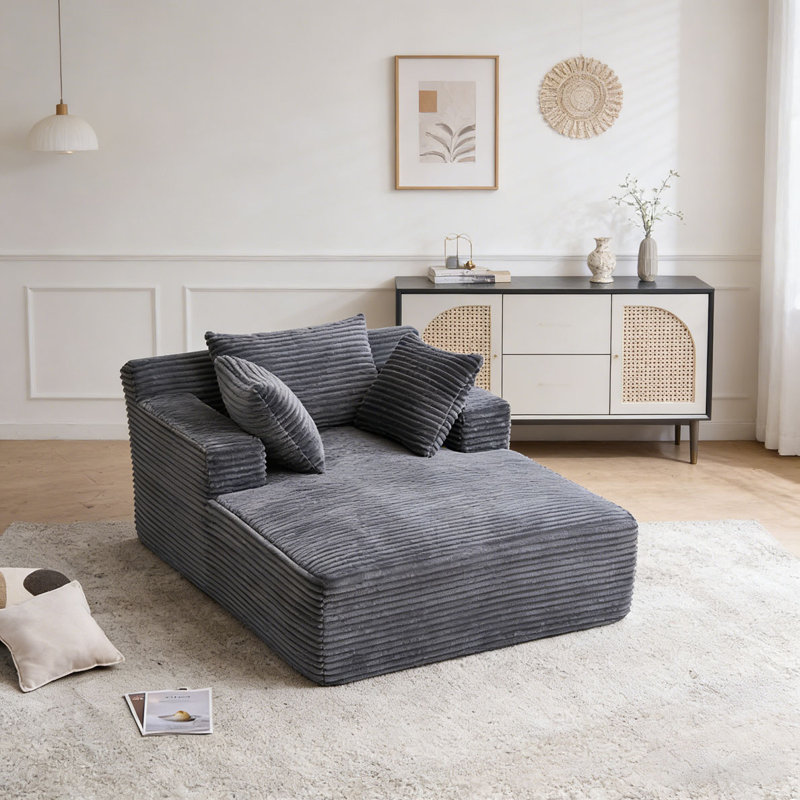 Chaise rembourrée moderne en velours côtelé pour l'intérieur, Gris