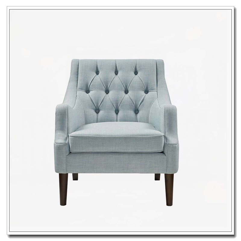 Fauteuil d'appoint capitonné, Bleu cendré