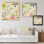 Fleurs rétro en rose et vert - art mural traditionnel sur toile-248860893-248860867