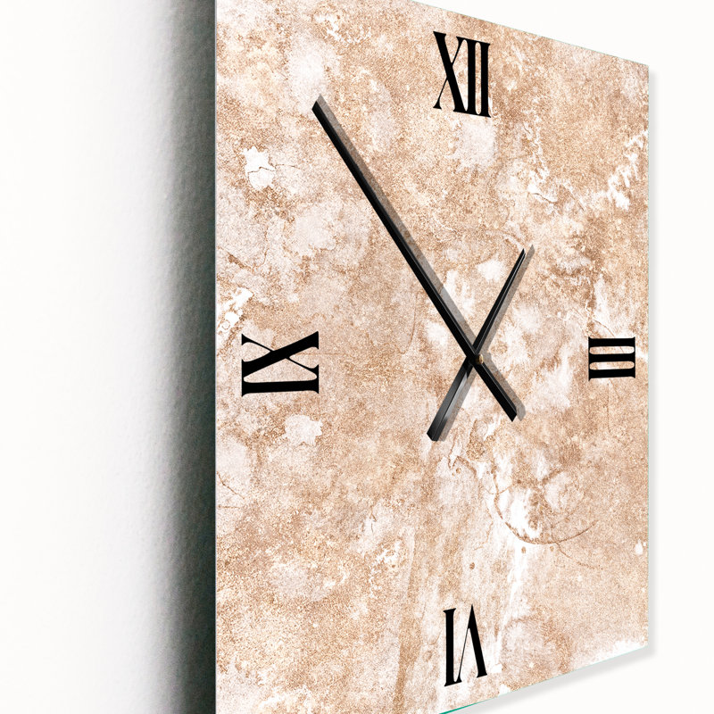 Marbre et or abstrait - Horloge murale abstraite en métal, Petit