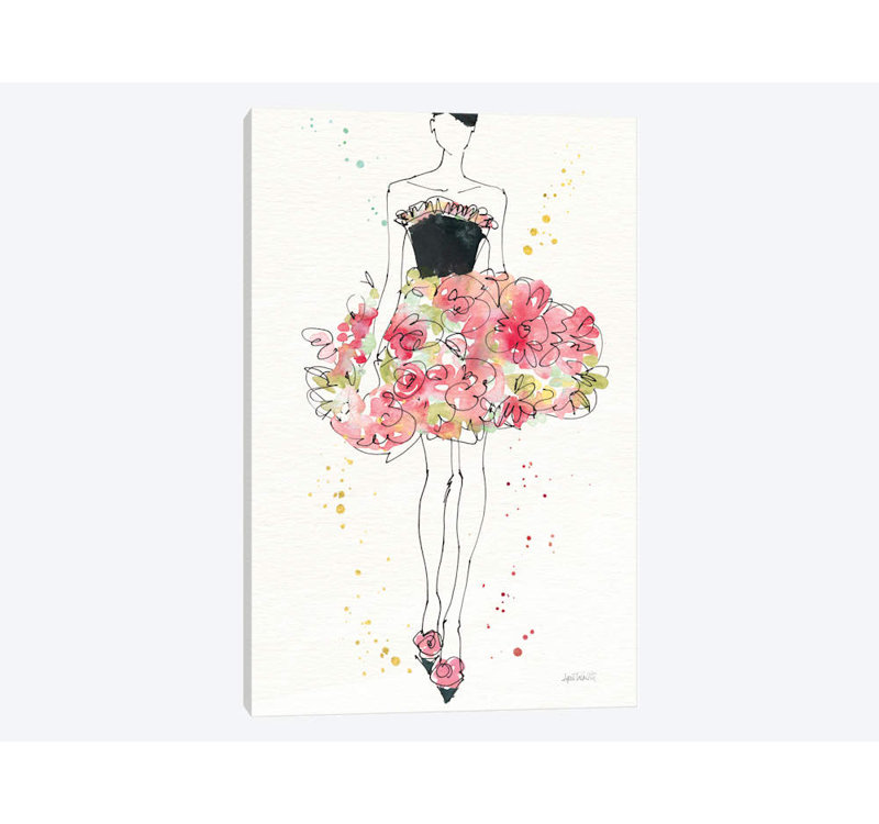 « floral mode ii, rectangulaire » par anne tavoletti, reproduction d’impression sur toile tendue, Pas de tapis, Toile tendue