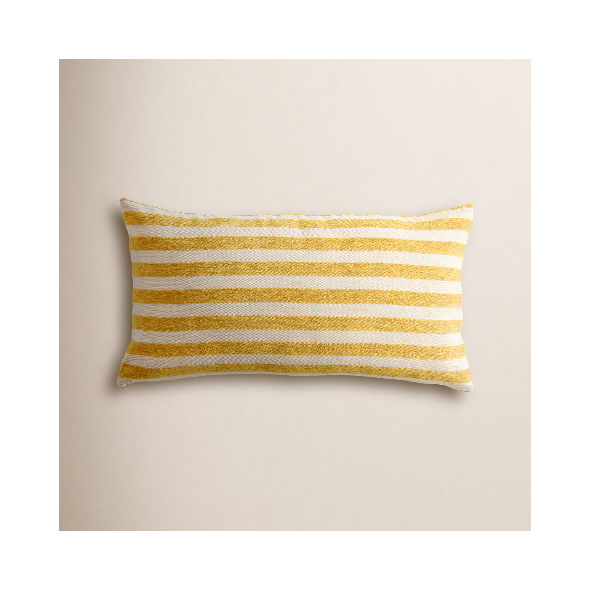 Striped Indoor/Outdoor Reversible Throw Pillow, Rectangular 12"H x 22"W, Goldenrod/Cream