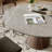 Stone Round Hower With 4/6 Premium Solid Wood Leather Dining Chairs-1198974061-1198974051-1199177091