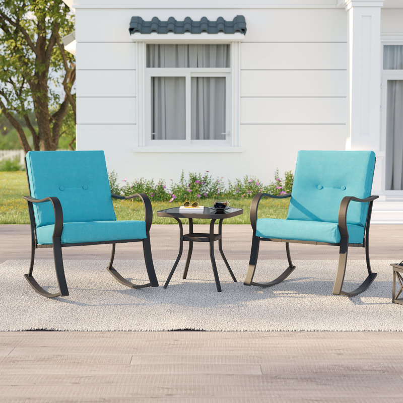 Anea 2 - Person Patio Conversation Set with Cushions, Lake Blue