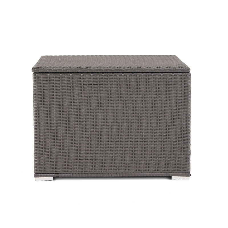 Grey Patio Storage Box With Iron Frame, 33.21 In. D X W 24.4 H, Outdoor Must-Have Container In And Stable Iron, Depth Width Height, For