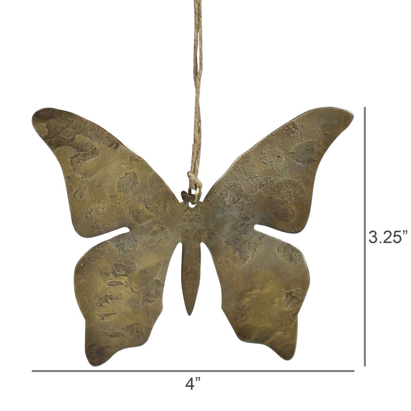 Ornement papillon, chaîne en jute or antique 4 po
