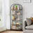 5-Tier Arched Bookcase - Rustic Brown & Black Wood And Metal Display Shelf Unit