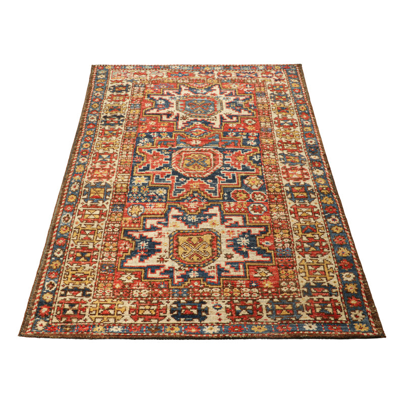 Burano Hand Knotted Geometric Area Rug, Rectangle 4' x 6'
