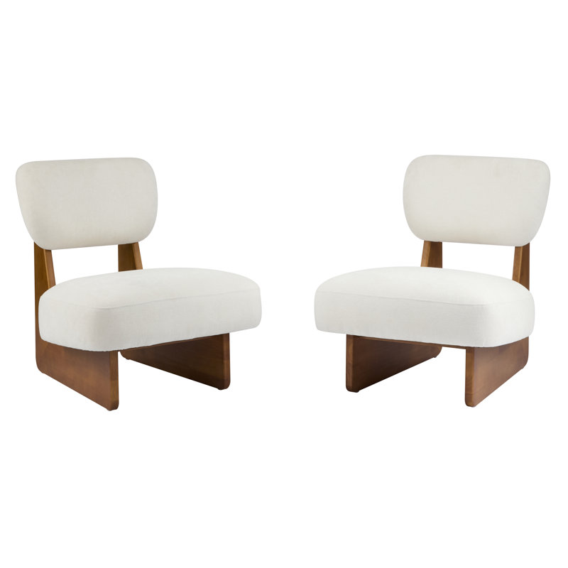 Chaises d'appoint rembourrées en tissu Vierra, Naturel, Blanc
