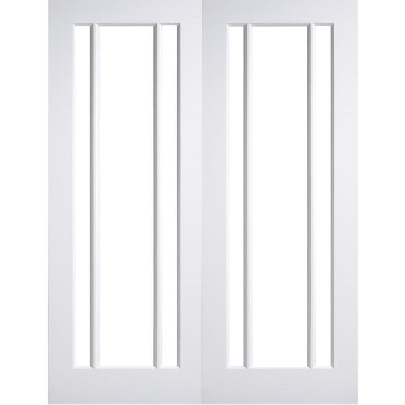 White Primed Langdale Rebated Clear Glass Pair, 610mm x 1981 mm