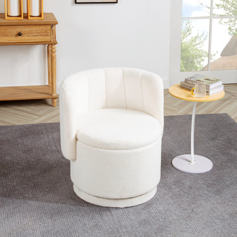 Chaise d'appoint rotative à 360 degrés Rotaspace avec rangement caché et revêtement moelleux, Beige