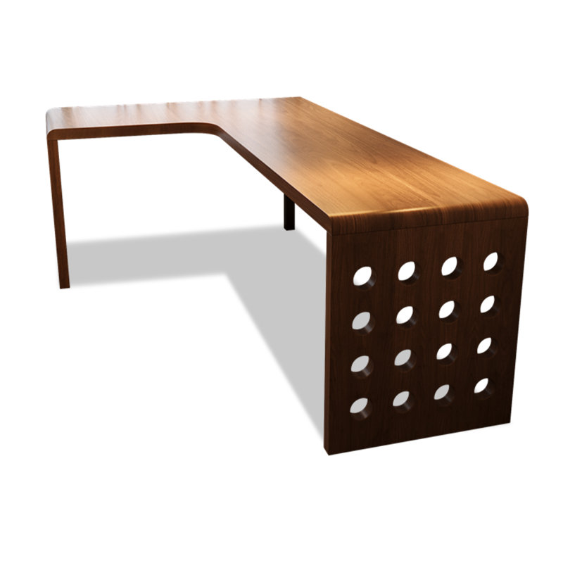 Bureau simple et moderne en bois massif en forme de L, H 29,53 po x l 62,99 po x P 47,24 po