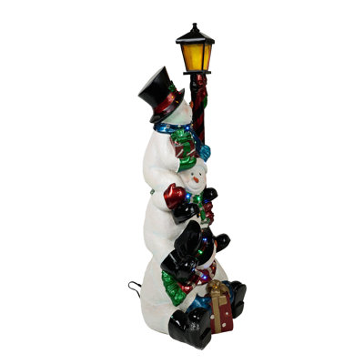Stacking Snowmen Lamp Post with LED