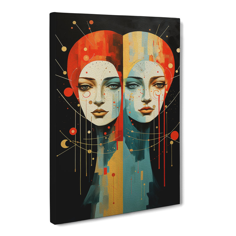Gemini Zodiac Dadaism Art - Wrapped Canvas, 60cm H x 40cm W x 3cm D