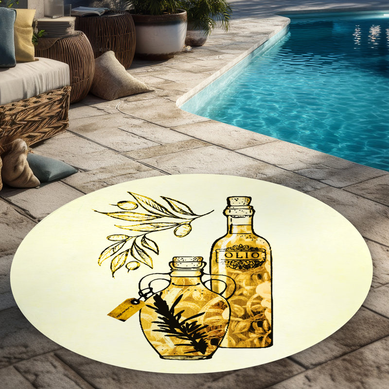 Artisanal Olive Oil - Kitchen Illustrative Outdoor Area Rug